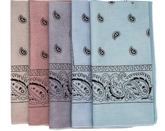 Hand-Dyed Paisley Cotton Bandana: Western Style Scarf, Unisex Accessory