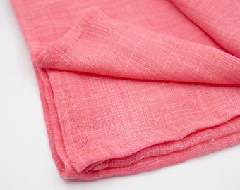 stonewashed Hand-Dyed Bandana / Cotton linen Bandana 80x80 cm / Lightweight Soft Scarf with Handstitched Edges / Prewashed Pink Square Wrap