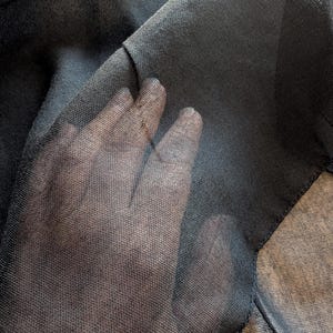 Hand-Dyed Black Cotton Scarf, Sheer Lightweight Bandana image 8