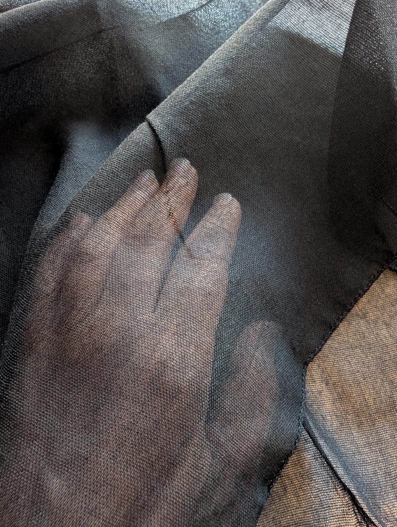 Hand-Dyed Black Cotton Scarf, Sheer Lightweight Bandana image 8