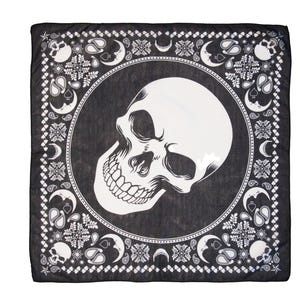 Halloween Bandana, Skull Print Cotton Bandana, Day of the Dead Headscarf,21x21 Inches, 55x55 cm, Rocker Punk Fashion Scarf