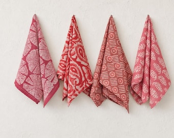 Cotton Bandana, 20.5x20.5 Inch Handmade Rajasthan Floral Bandana, Soft Cotton Head Scarf, Indian Block Print