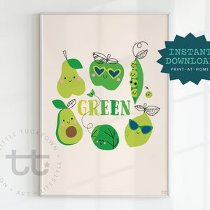 Bondad verde / DESCARGA DIGITAL para dormitorios o guarderías para niños. Arte de pared IMPRIMIBLE, frutas y verduras