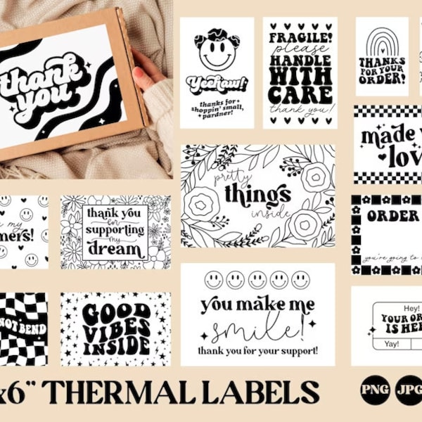 Small Business Owner 4x6 Thermal Labels Package stickers digital download, happy mail, thermal printer templates