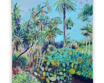 Peinture à l'acrylique originale, "Le jardin botanique de Lisbonne"