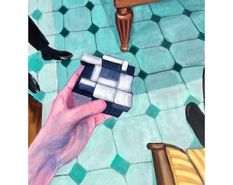 Peinture à l'acrylique originale, "How do they all have it figured out ?"