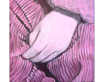 Peinture à l'acrylique originale, "Main rose"