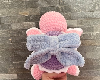 Special Valentine's Day plush turtle. Handmade crochet amigurumi