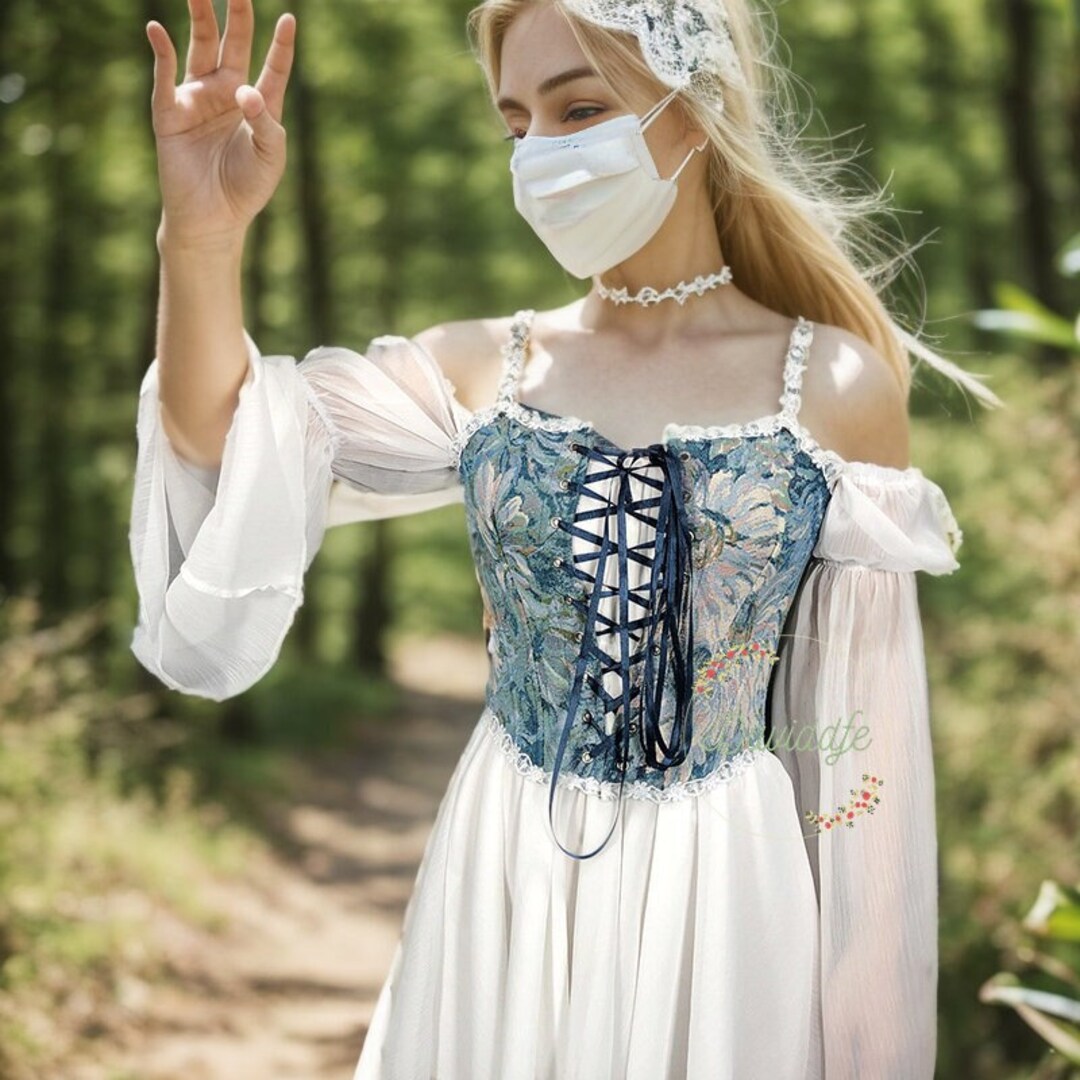 Lace Corset Top Daisy Renaissance Corset Top Blue Milkmaid Etsy