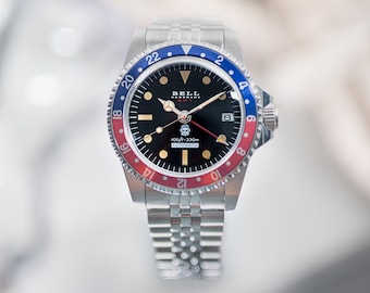 BELL Handmade NH34 Vintage Style Pepsi GMT Automatik Uhr