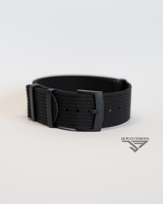 Premium Ribbed 22mm Nato Strap Black With Black Hardware Etsy
