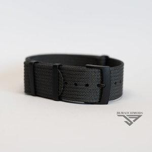 Premium Ribbed 20mm Nato Strap Dark Grey with Black Hardware