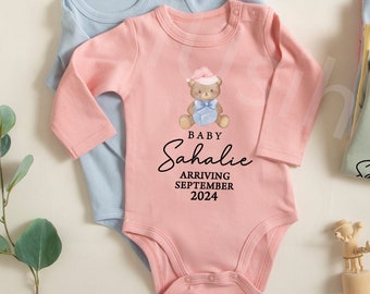 Personalized Baby Name Bodysuit | Custom Name Baby Romper, Pregnancy Announcement Name Baby Bodysuit,Baby Coming Soon