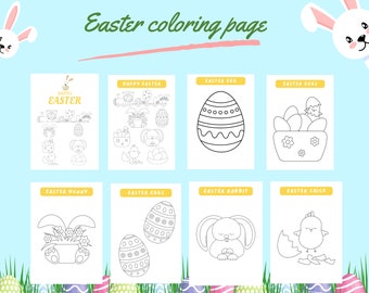 Easter coloring book | Easter digital coloring book | Funny coloring book | Printable easter coloring book
