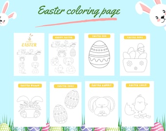 Easter coloring book | Easter digital coloring book | Funny coloring book | Printable easter coloring book