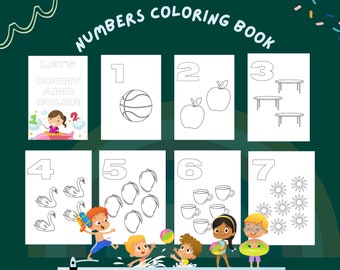 Páginas para colorir com números: atividades para escola e educação domiciliar (padrão em PDF)