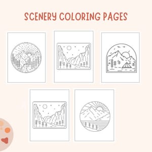 Minimalist scenery coloring pages | Scenery color pages for adults | Scenery color pages | adult coloring book | printable coloring page