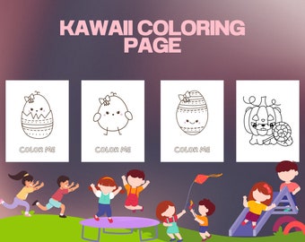 Kawaii coloring book | Kawaii adult coloring book | Kawaii kids coloring book | Cute coloring book