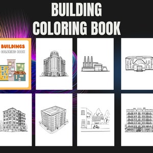 19 Libro para colorear de edificios / Libro para colorear imprimible / Libro para colorear para adultos / Libro para colorear de viajes / Páginas para colorear para niños