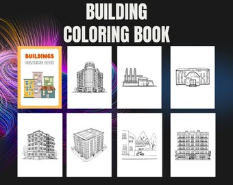 Gebäude Malbuch: 19 architektonische Entwürfe (druckbare PDF)