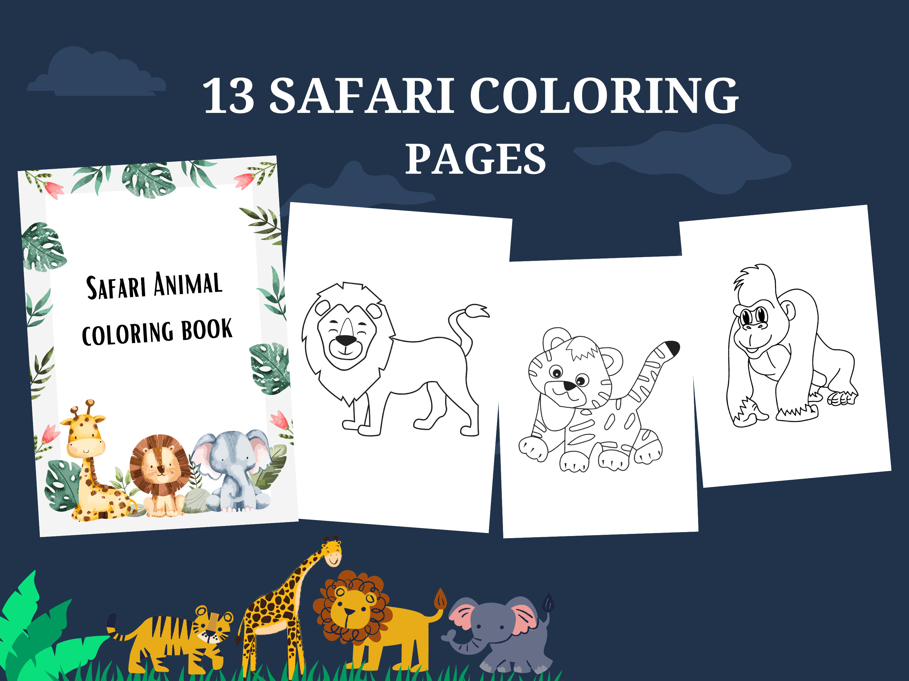 13 Safari Animal Coloring Pages | Printable Safari Animal Coloring Page ...