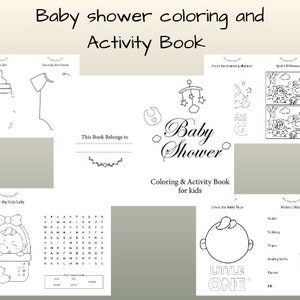 Libro di attività per baby shower per bambini / libro di attività per bambini per baby shower / libro di attività per baby shower / gioco per baby shower / attività per bambini