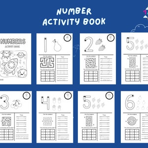 Number coloring page | number activity book | number worksheet | kids number worksheet | digital download