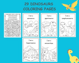 Dinosaurs Coloring Pages: 29 Printable Kids Activities (PDF)