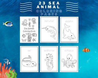 Undersea Animal Coloring Pages: 23 Printable Ocean Designs (Digital Download)