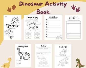 Activiteitenboek dinosaurus: afdrukbare kleurplaten en games (digitale download)