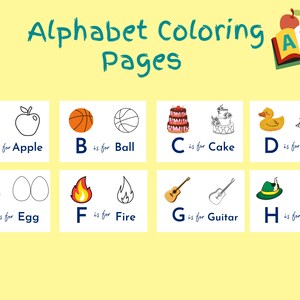 Alphabet coloring book | ABC coloring book | coloring book template | coloring book for kid | preschool coloring