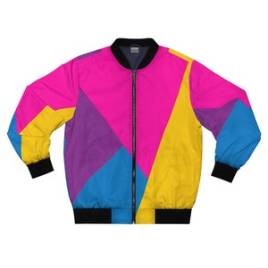 Beautiful Retro 80s 90s Bomber Jacket - 100% Polyester (AOP)