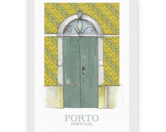 Postcard "Portuguese Door With Yellow Tiles"