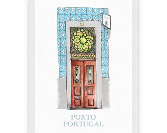 Postcard "Portuguese Door With Blue Tiles"