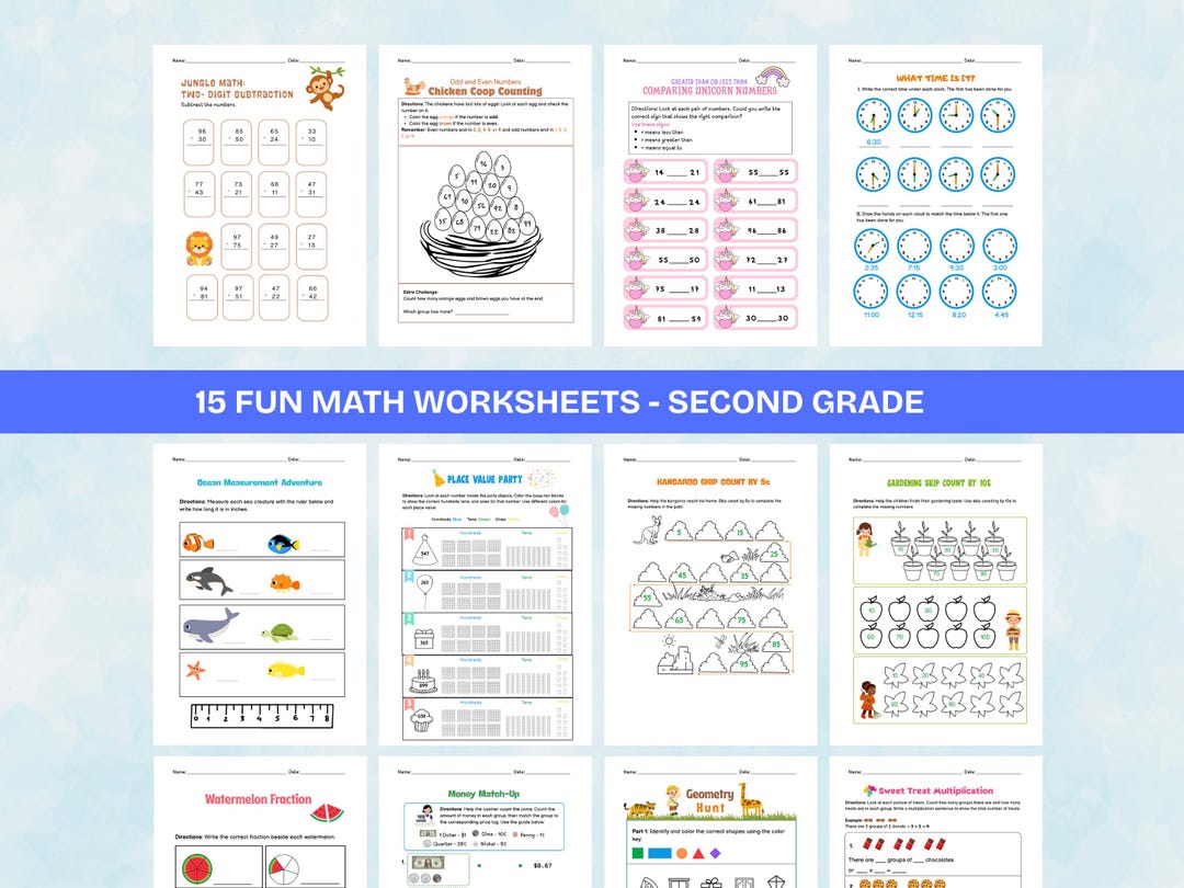Second Grade Math Worksheets: 15 Fun, Engaging Math Activities for 2nd ...