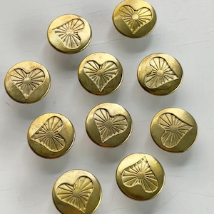 17mm Heart Design Metal Gold Platted Denim Jean Jacket Buttons with nails