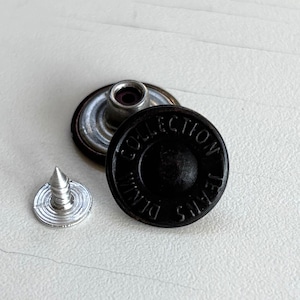Botones para pantalones vaqueros de mezclilla negra mate – Cierres de 17 mm sin costura
