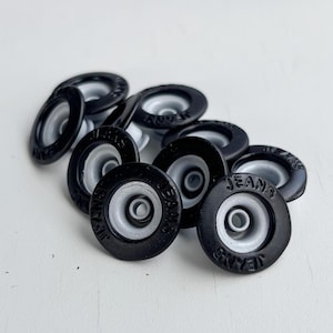 17mm Nickel Jean Buttons Black & WhiteButtons, Denim Jackets Fastener Buttons No Sew With Back Pin Rivet for Repair Clothing DIY Projects