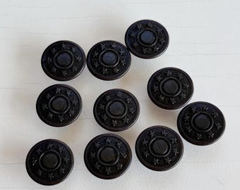 17 mm zwarte sterontwerp jeanknopen met schroeven, metalen knopen voor spijkerjassen Broekentassen DHZ Naaien Knutselen