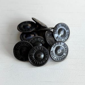Matte Black Jeans Tack Buttons – 17mm No-Sew Denim Fastener with Nail