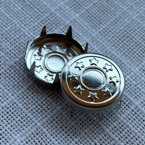 Silver Metal Star Jean Buttons: Denim Jacket & DIY Crafts (17mm Tack Pin Style)
