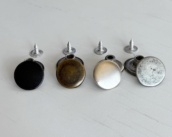 17mm Simple Round Metal Jean Buttons with nails Denim, Jacket & DIY Projects 10pcs