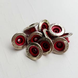 Jean Buttons 17mm Red Buttons , Denim Jackets Fastener Buttons No Sew With Back Pin Rivet for Repair Clothing DIY Projects