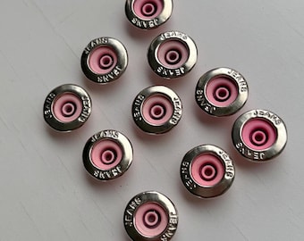17mm Light Pink Jean Button, Durable Nickel Rivet No-Sew Fasteners for Denim & DIY