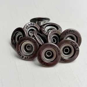 Jean Buttons 17mm, Bronze Denim Jackets Fastener Buttons No Sew With Back Pin for Repair Clothing DIY Projects