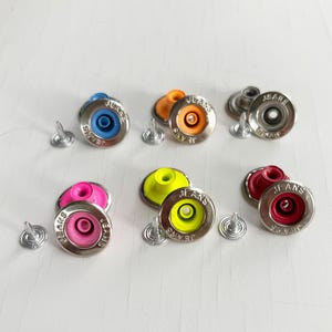 17mm Jean Buttons Multiple Color, Denim Jackets Fastener Buttons No Sew With Back Pin Rivet for Repair Clothing DIY Projects