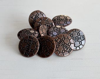 17 mm Bronze Metal Rivet Jeans Button Heavy-Duty No-Sew Fastener for Denim Jackets & Upcycling