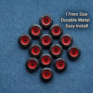 17mm Black Red Jeans Button – Denim Replacement Button – Pants Repair Rivet Fastener