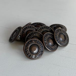17mm Metal Bronze Denim Jeans Button Jeans, Jackets & DIY Project