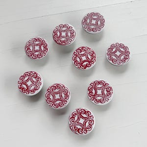17mm White & Red Jean Button, No-Sew Metal Rivet, Stylish DIY Denim Accent